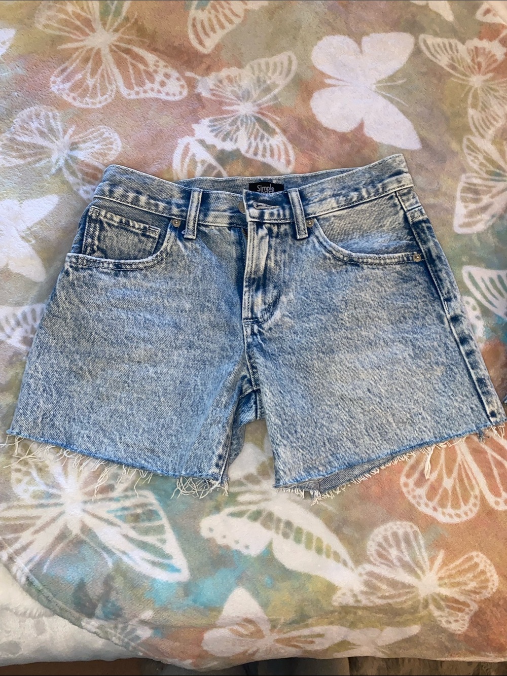 Society Light Blue Washed Denim Shorts